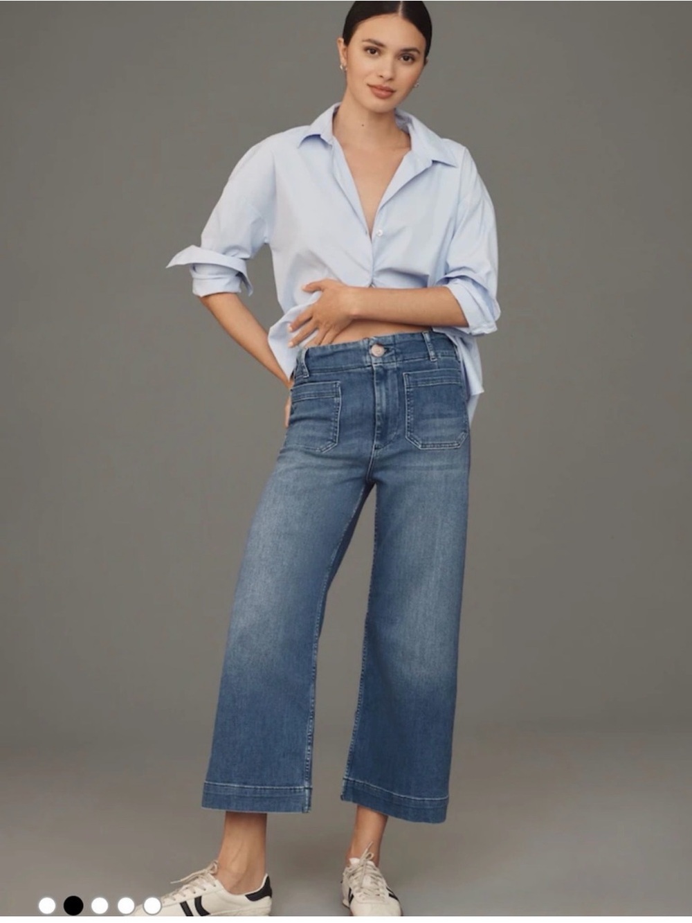 Maeve “The Colette” Medium Blue Cropped Wide-Leg Jeans sz 28 - Picture 2 of 4